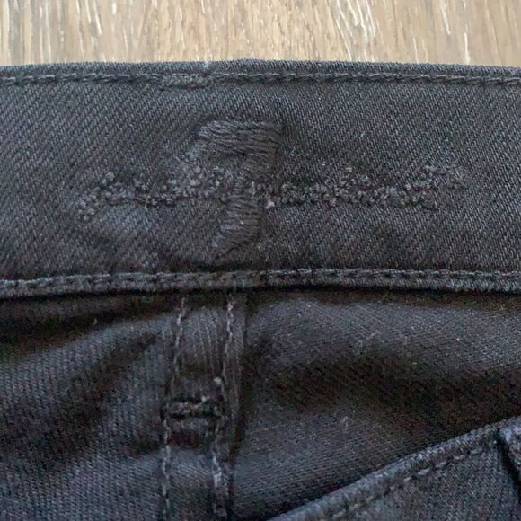 7 For All Mankind Swarovski Crystal Black Straight Leg Pants Jeans sz 28 NWOT - Picture 6 of 10